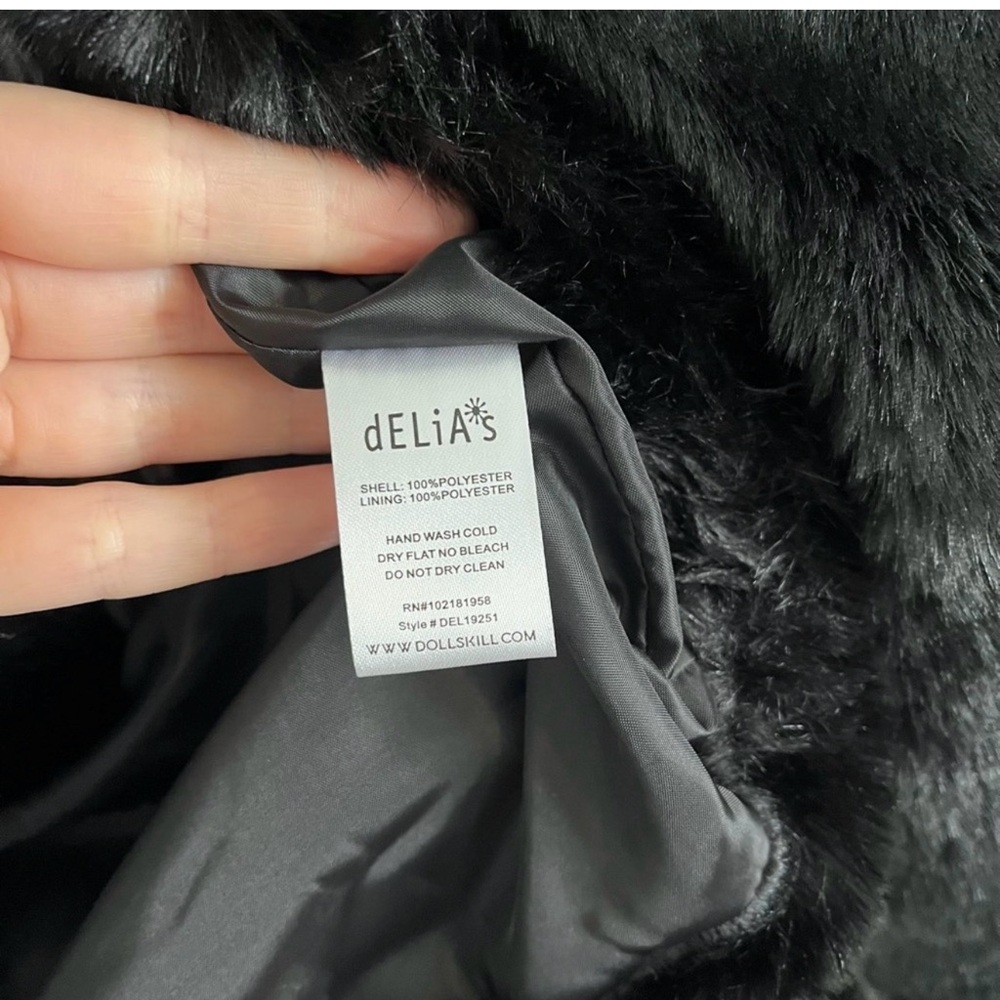 DELIA*S x DOLLS KILL Faux Fur Smiley Face Coat - Picture 9 of 10